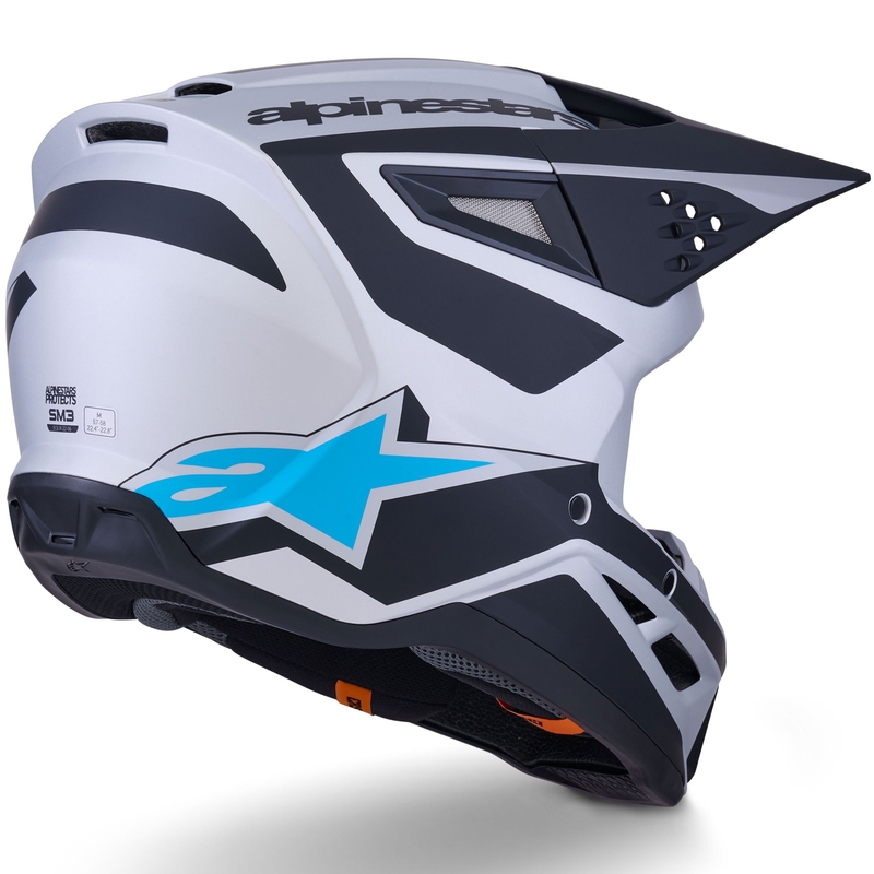 Κράνος motocross Alpinestars S-M3 Heat ασημί-μπλε-μαύρο ματ