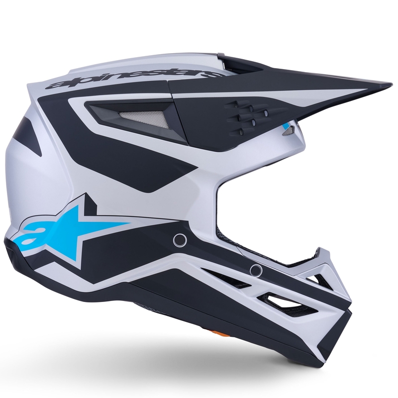 Κράνος motocross Alpinestars S-M3 Heat ασημί-μπλε-μαύρο ματ