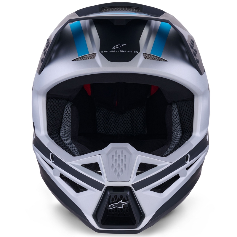 Κράνος motocross Alpinestars S-M3 Heat ασημί-μπλε-μαύρο ματ