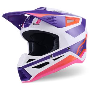 Κράνος motocross Alpinestars S-M3 Heat λευκό-μωβ-ροζ
