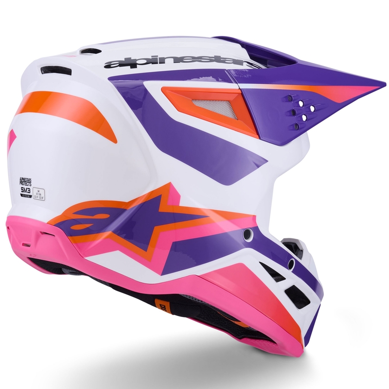 Κράνος motocross Alpinestars S-M3 Heat λευκό-μωβ-ροζ