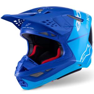 Κράνος motocross Alpinestars Supertech S-M10 Flood μπλε περλέ-ανοιχτό μπλε-μαύρο-ανθρακονήματα-ματ-γυαλιστερό