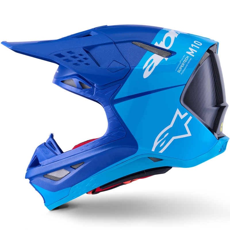 Κράνος motocross Alpinestars Supertech S-M10 Flood μπλε περλέ-ανοιχτό μπλε-μαύρο-ανθρακονήματα-ματ-γυαλιστερό