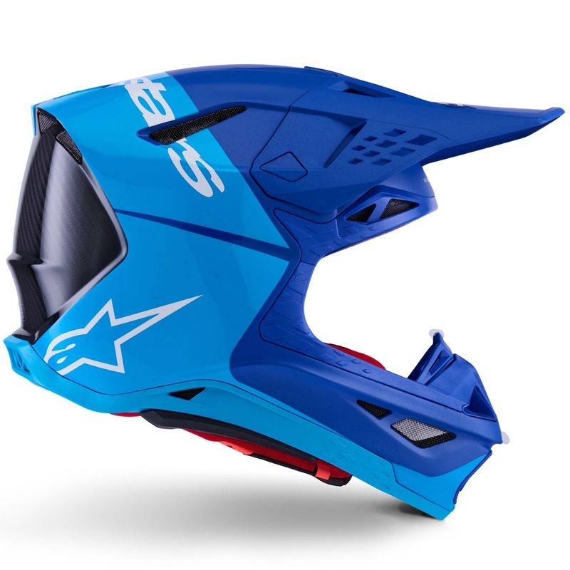 Κράνος motocross Alpinestars Supertech S-M10 Flood μπλε περλέ-ανοιχτό μπλε-μαύρο-ανθρακονήματα-ματ-γυαλιστερό