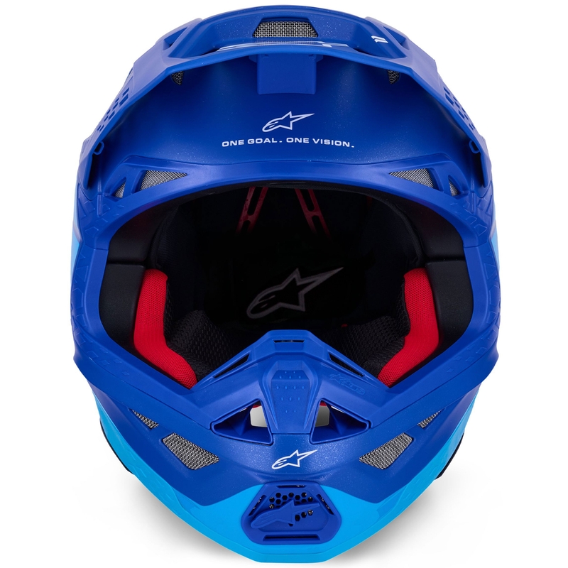 Κράνος motocross Alpinestars Supertech S-M10 Flood μπλε περλέ-ανοιχτό μπλε-μαύρο-ανθρακονήματα-ματ-γυαλιστερό