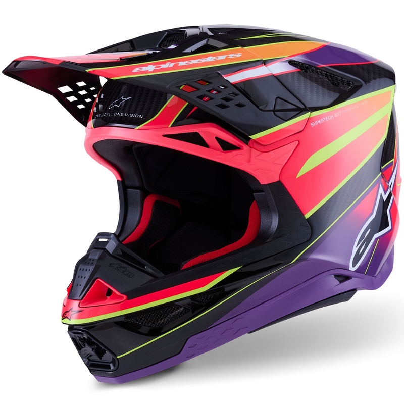 Κράνος Alpinestars Supertech S-M10 Era Motocross Ροζ-Μωβ-Φθορίζον Κίτρινο