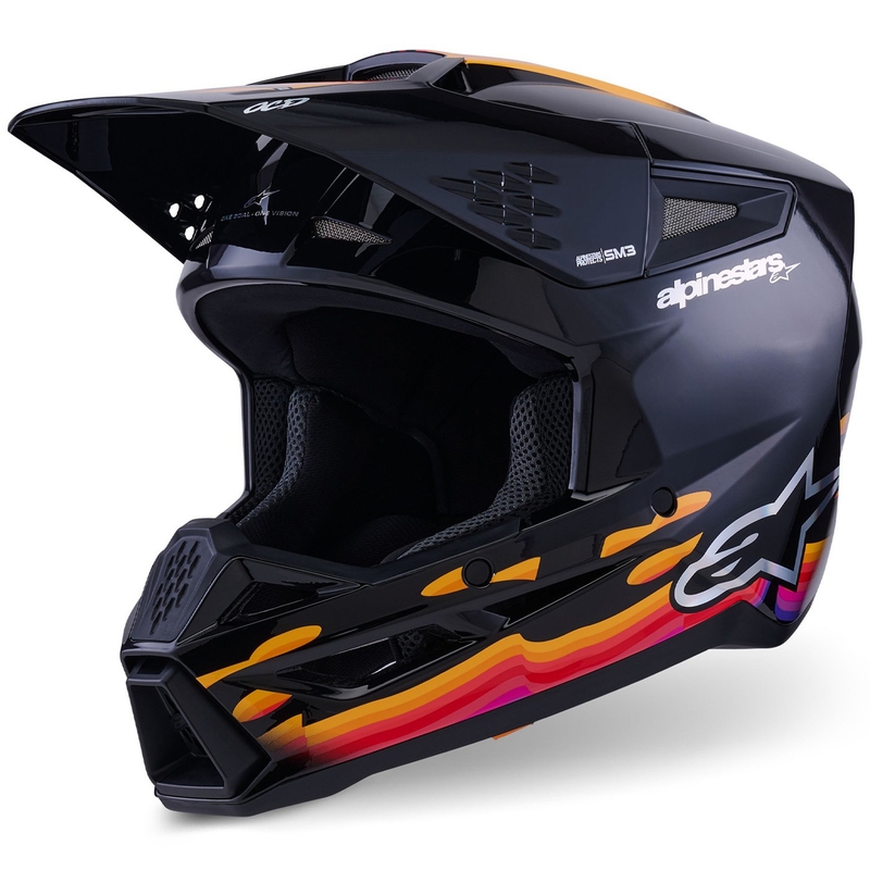 Κράνος motocross Alpinestars S-M3 Force μαύρο-κίτρινο-κόκκινο-λευκό