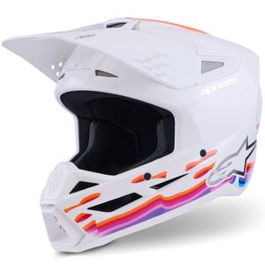 Κράνος motocross Alpinestars S-M3 Force λευκό-κίτρινο-ροζ-μωβ