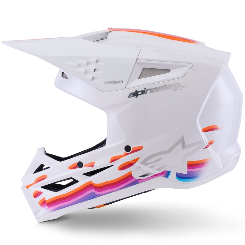 Κράνος motocross Alpinestars S-M3 Force λευκό-κίτρινο-ροζ-μωβ