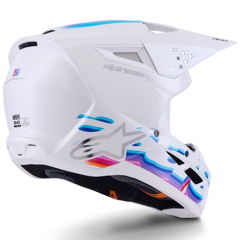 Κράνος motocross Alpinestars S-M3 Force λευκό-κίτρινο-ροζ-μωβ