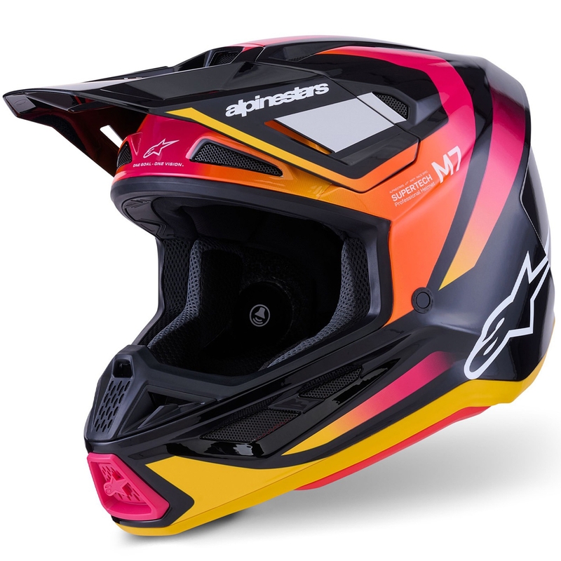 Κράνος motocross Alpinestars SM7 Rise μαύρο-κίτρινο-φλουορόζ