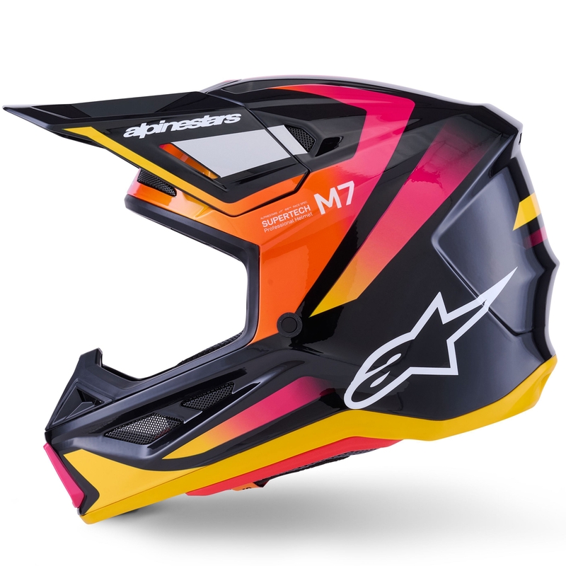 Κράνος motocross Alpinestars SM7 Rise μαύρο-κίτρινο-φλουορόζ
