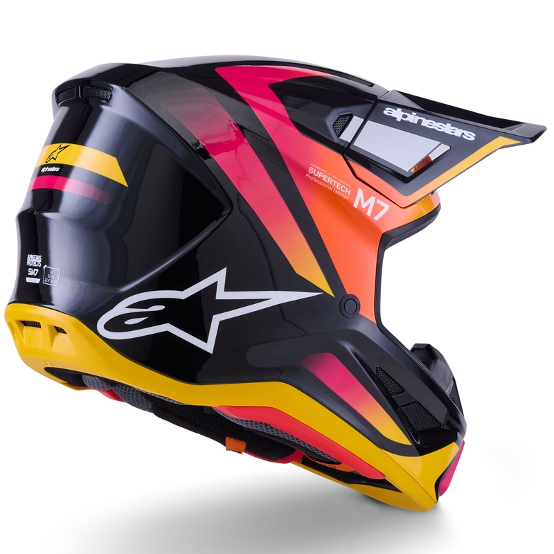 Κράνος motocross Alpinestars SM7 Rise μαύρο-κίτρινο-φλουορόζ