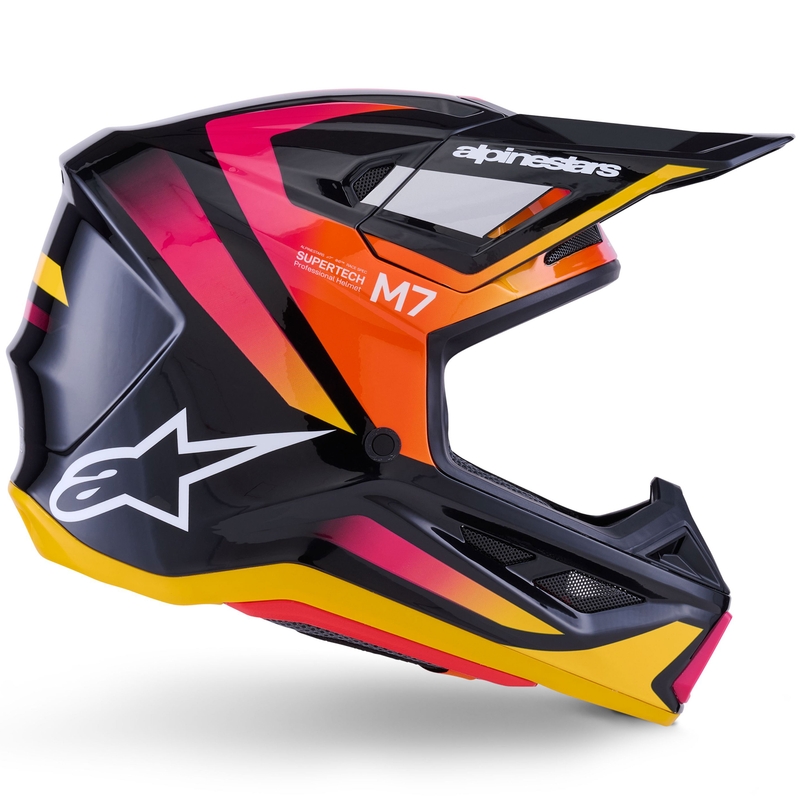 Κράνος motocross Alpinestars SM7 Rise μαύρο-κίτρινο-φλουορόζ