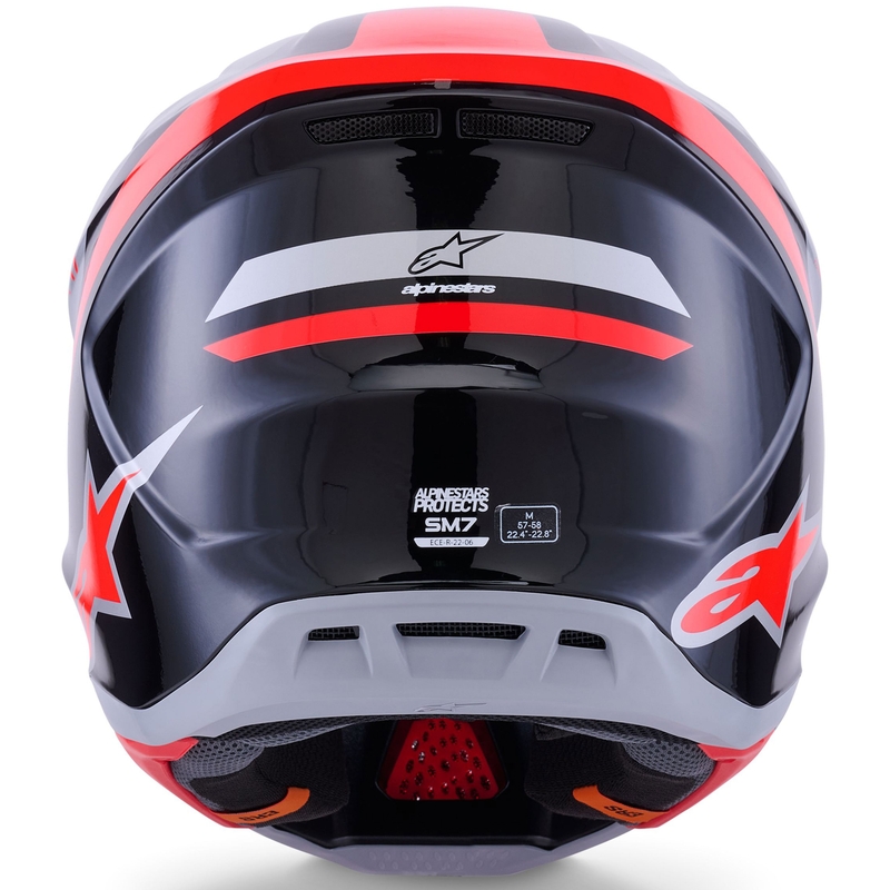 Κράνος motocross Alpinestars SM7 Rise μαύρο-ασημί-φλουορ κόκκινο