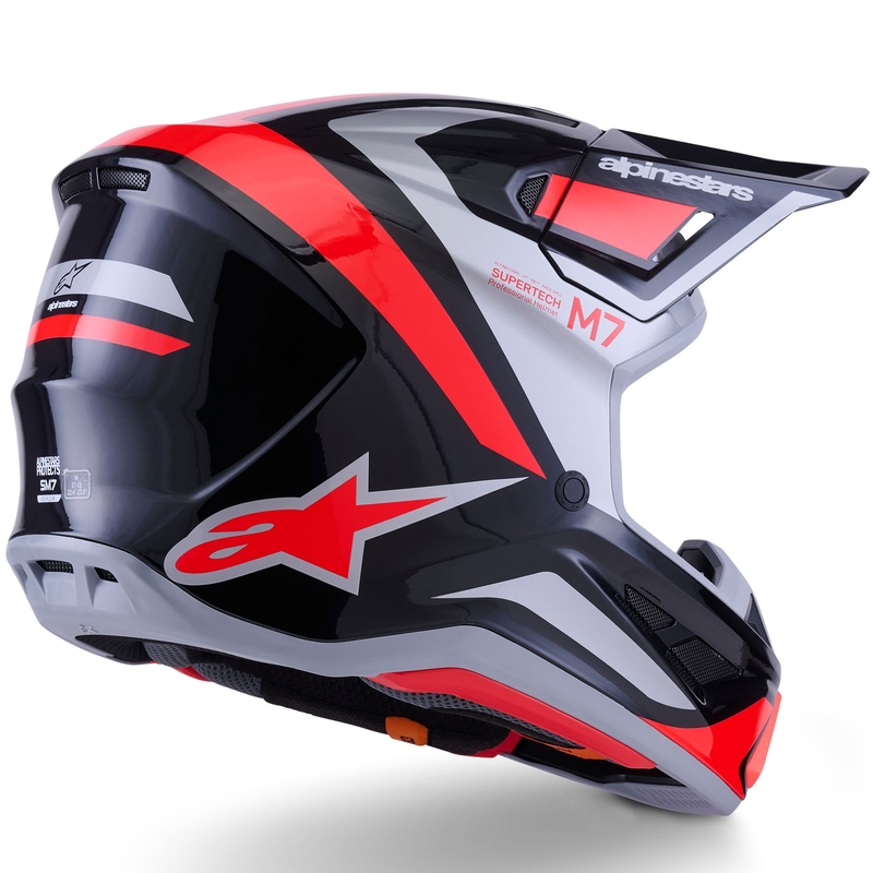 Κράνος motocross Alpinestars SM7 Rise μαύρο-ασημί-φλουορ κόκκινο
