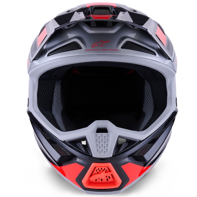 Κράνος motocross Alpinestars SM7 Rise μαύρο-ασημί-φλουορ κόκκινο