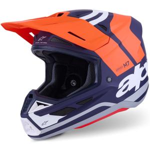 Κράνος motocross Alpinestars SM7 Core ματ πορτοκαλί-μπλε-λευκό