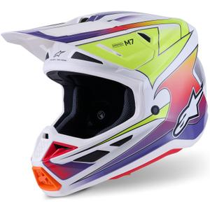 Κράνος motocross Alpinestars SM7 Fuse λευκό-φλουό κίτρινο-μωβ
