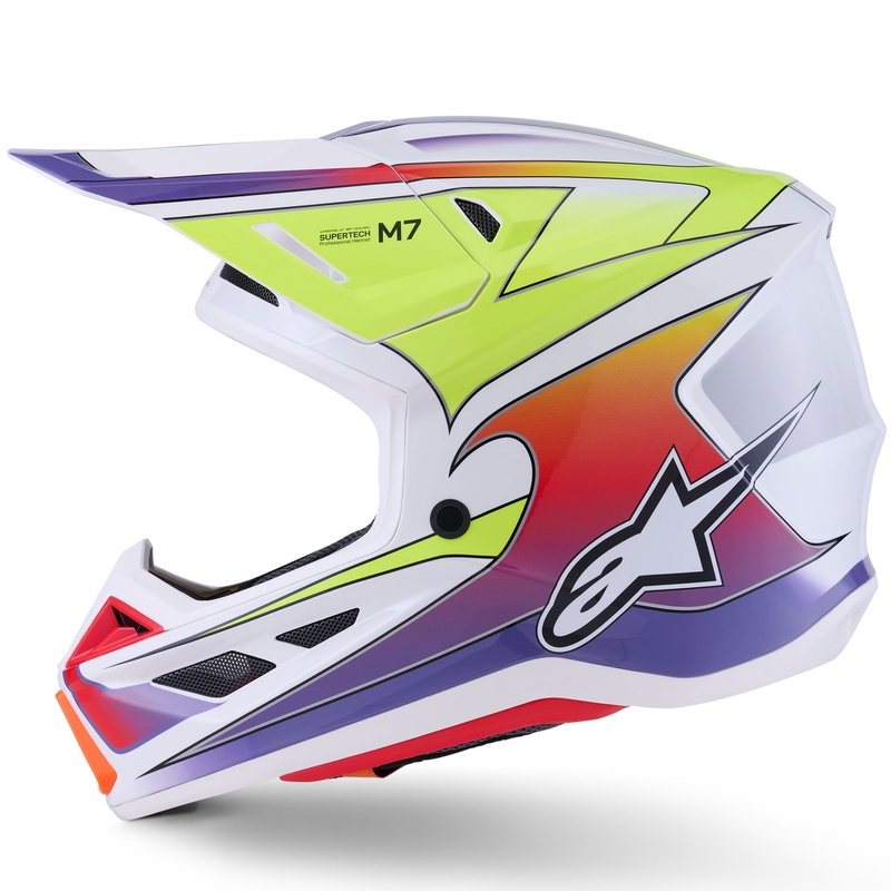 Κράνος motocross Alpinestars SM7 Fuse λευκό-φλουό κίτρινο-μωβ
