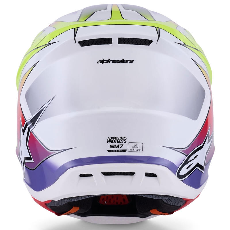 Κράνος motocross Alpinestars SM7 Fuse λευκό-φλουό κίτρινο-μωβ