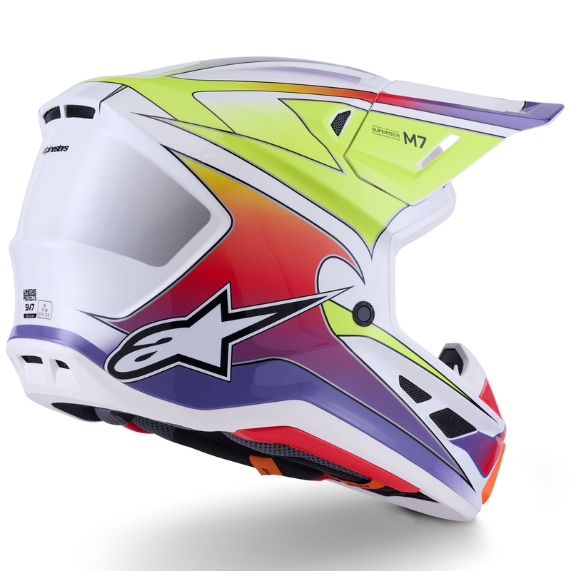 Κράνος motocross Alpinestars SM7 Fuse λευκό-φλουό κίτρινο-μωβ
