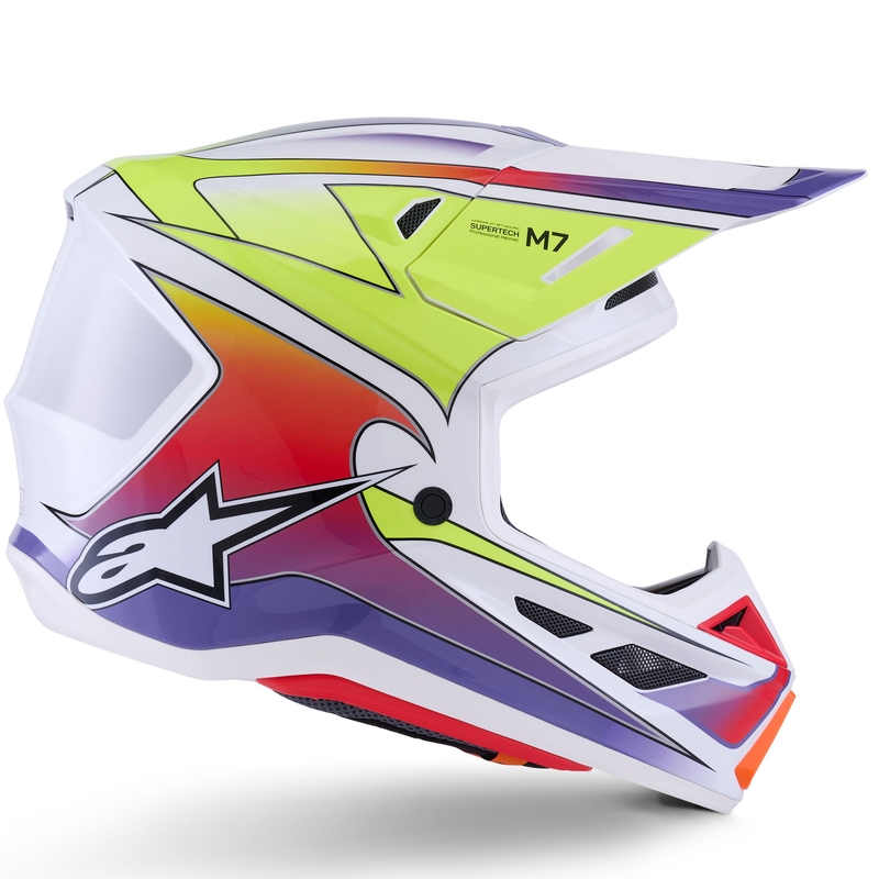 Κράνος motocross Alpinestars SM7 Fuse λευκό-φλουό κίτρινο-μωβ