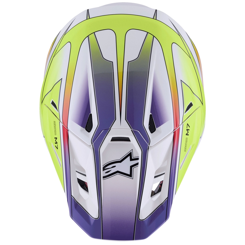 Κράνος motocross Alpinestars SM7 Fuse λευκό-φλουό κίτρινο-μωβ