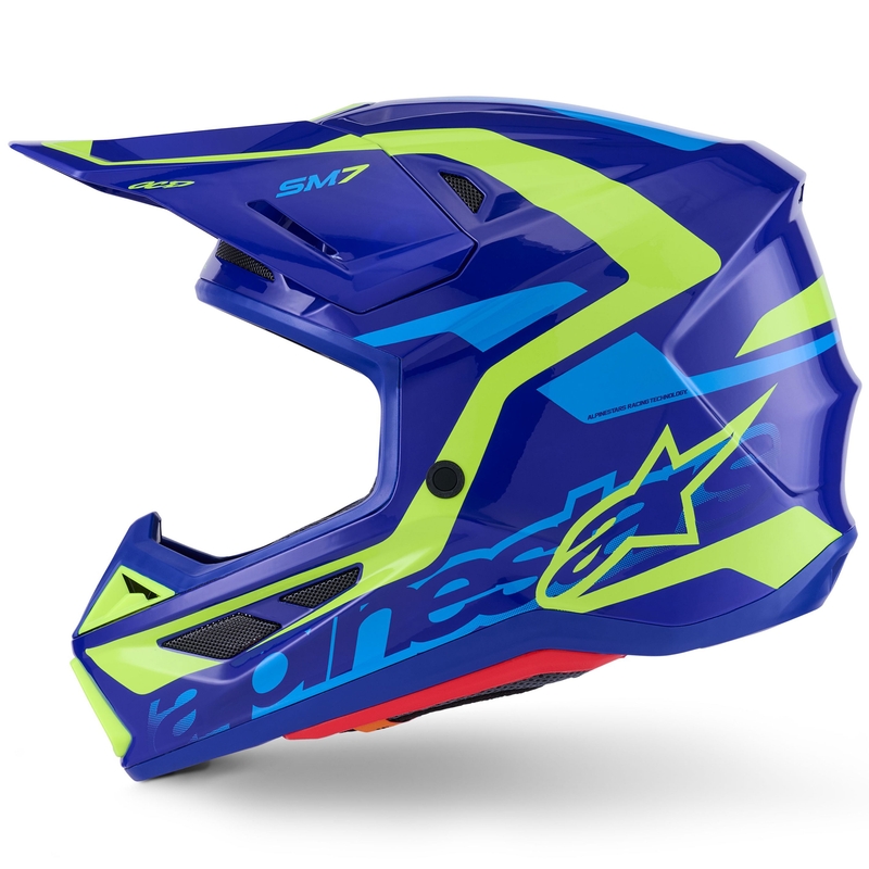 Κράνος motocross Alpinestars SM7 Deed μπλε-φλουορ κίτρινο