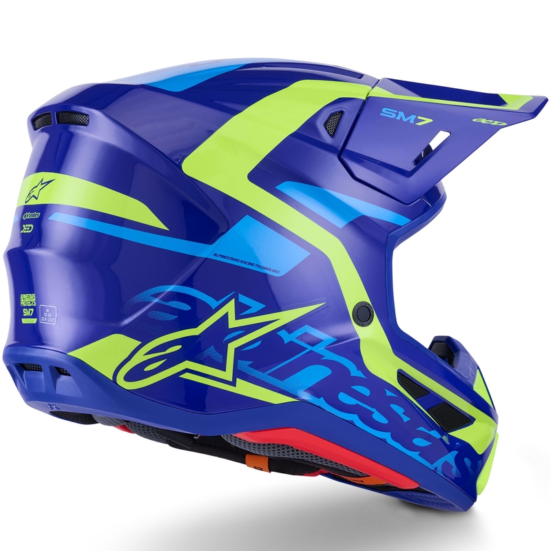 Κράνος motocross Alpinestars SM7 Deed μπλε-φλουορ κίτρινο