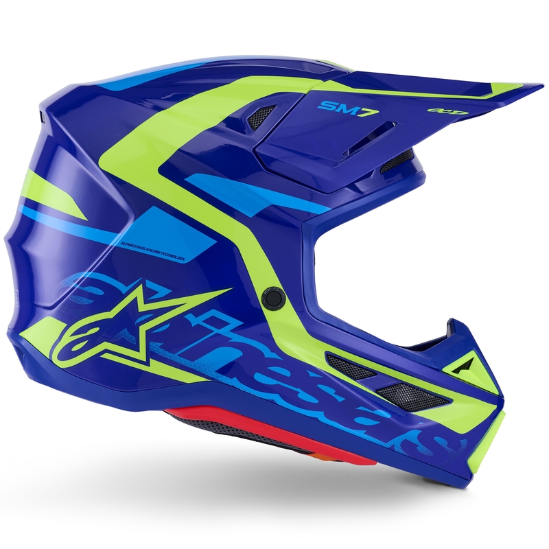 Κράνος motocross Alpinestars SM7 Deed μπλε-φλουορ κίτρινο