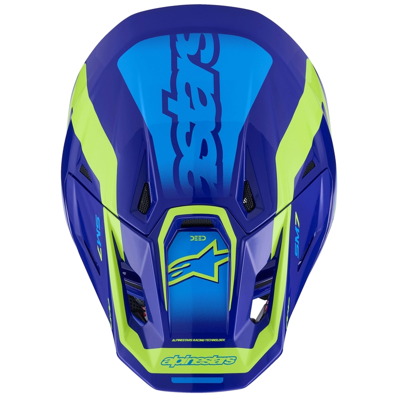 Κράνος motocross Alpinestars SM7 Deed μπλε-φλουορ κίτρινο