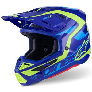 Κράνος motocross Alpinestars SM7 Deed μπλε-φλουορ κίτρινο