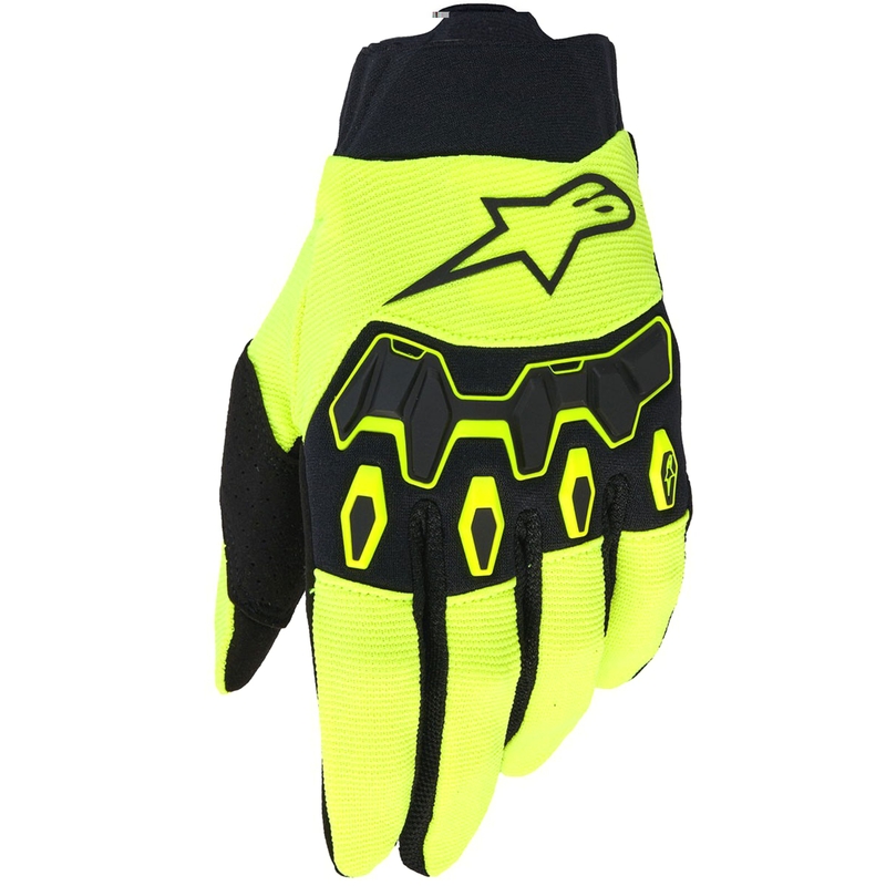 Γάντια motocross Alpinestars Full Bore V2 φθορίζοντα κίτρινα-μαύρα
