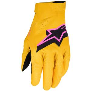 Γάντια motocross Alpinestars Supertech MX χρυσό-μαύρο-φλουορόζ ροζ