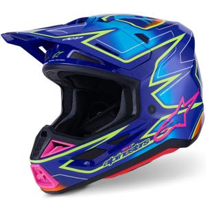 Κράνος motocross Alpinestars SM7 Cast μπλε-ροζ-φλουορ κίτρινο