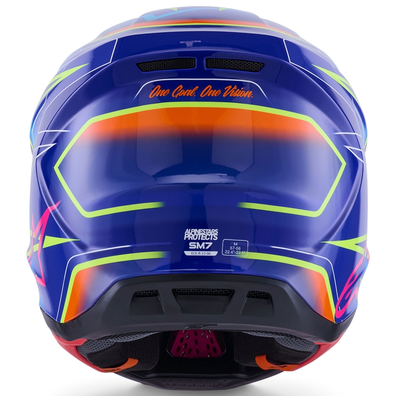 Κράνος motocross Alpinestars SM7 Cast μπλε-ροζ-φλουορ κίτρινο