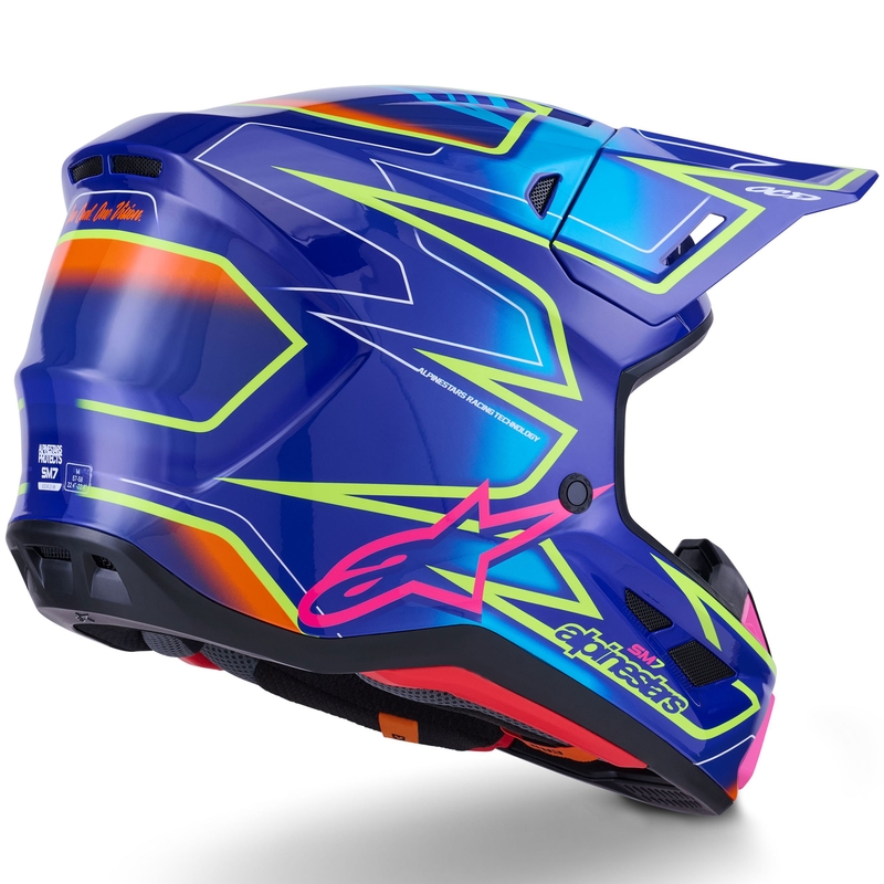 Κράνος motocross Alpinestars SM7 Cast μπλε-ροζ-φλουορ κίτρινο