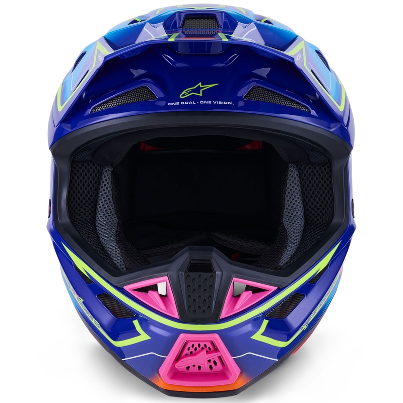 Κράνος motocross Alpinestars SM7 Cast μπλε-ροζ-φλουορ κίτρινο