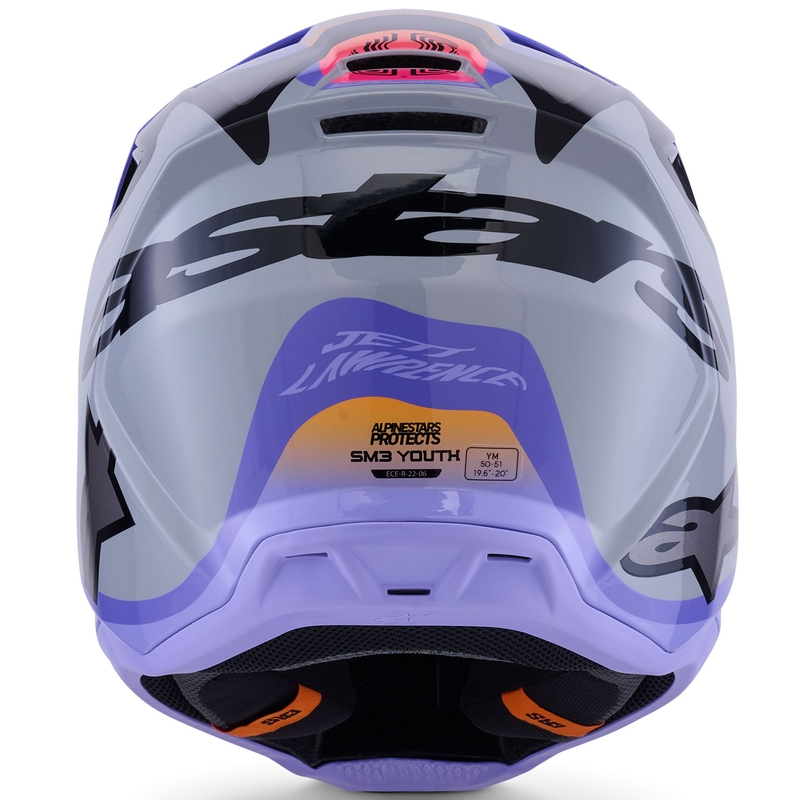 Κράνος motocross Alpinestars S-M3 JETT LAWRENCE edition γκρι-μωβ-μαύρο
