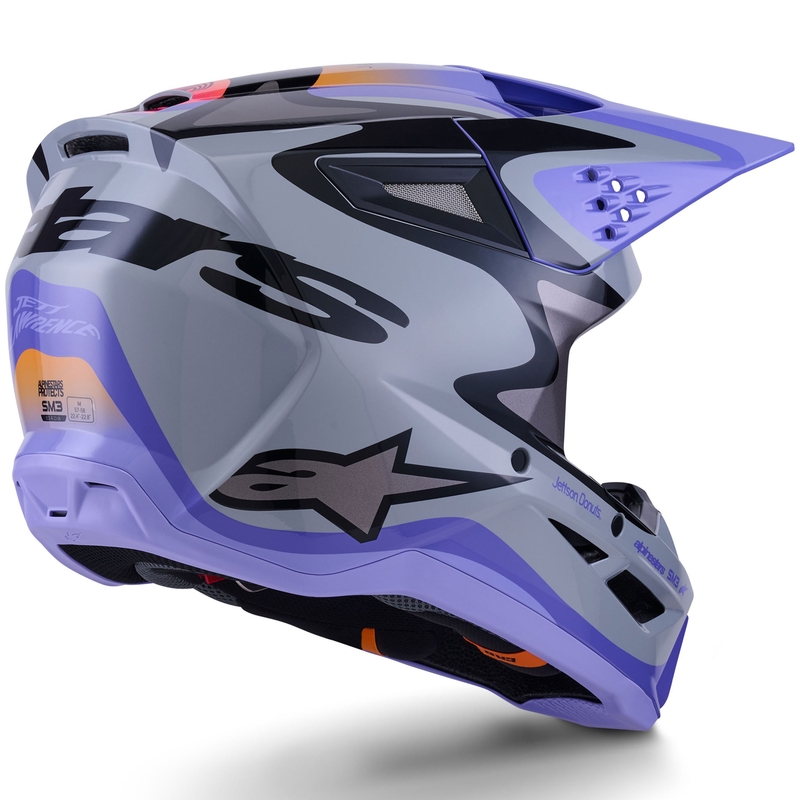 Κράνος motocross Alpinestars S-M3 JETT LAWRENCE edition γκρι-μωβ-μαύρο