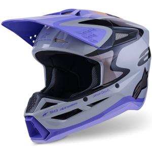 Κράνος motocross Alpinestars S-M3 JETT LAWRENCE edition γκρι-μωβ-μαύρο