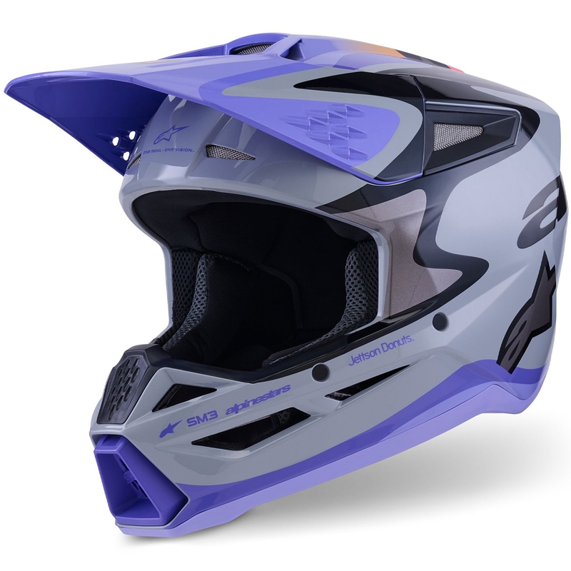 Κράνος motocross Alpinestars S-M3 JETT LAWRENCE edition γκρι-μωβ-μαύρο