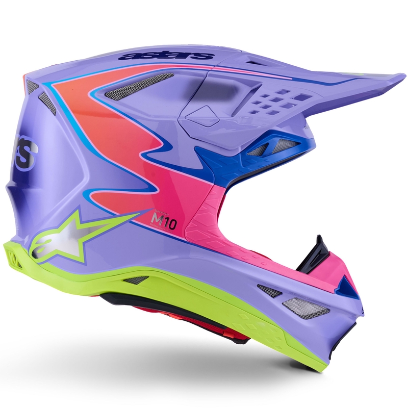 Κράνος motocross Alpinestars S-M10 JETT LAWRENCE R01 μωβ-φλουορ ροζ-φλουορ κίτρινο