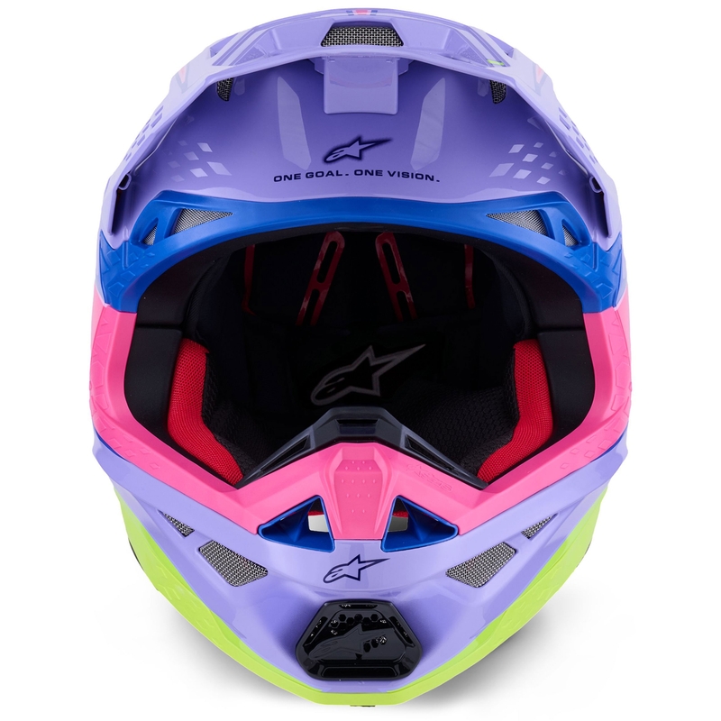 Κράνος motocross Alpinestars S-M10 JETT LAWRENCE R01 μωβ-φλουορ ροζ-φλουορ κίτρινο