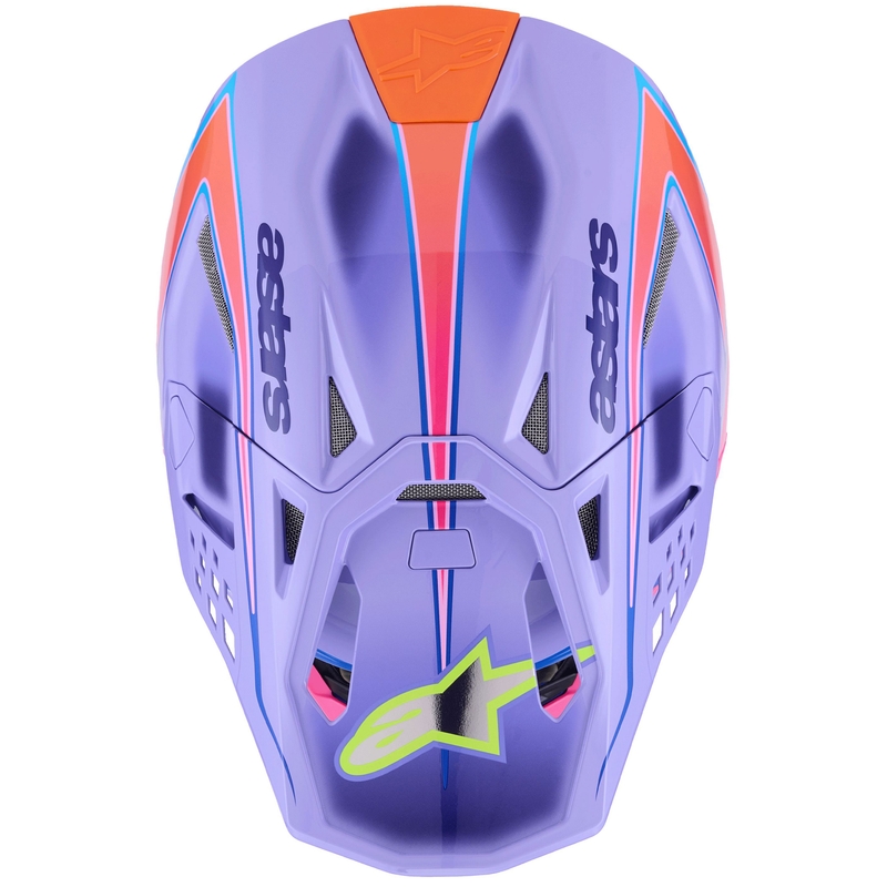 Κράνος motocross Alpinestars S-M10 JETT LAWRENCE R01 μωβ-φλουορ ροζ-φλουορ κίτρινο