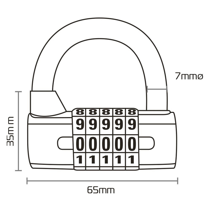 Κλειδαριά Oxford 5-DIGIT σε σχήμα U, μαύρη