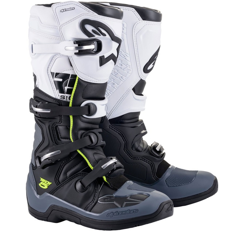 Μπότες μοτοσικλέτας Alpinestars TECH 5 μαύρο-γκρι-λευκό-φλουορ κίτρινο