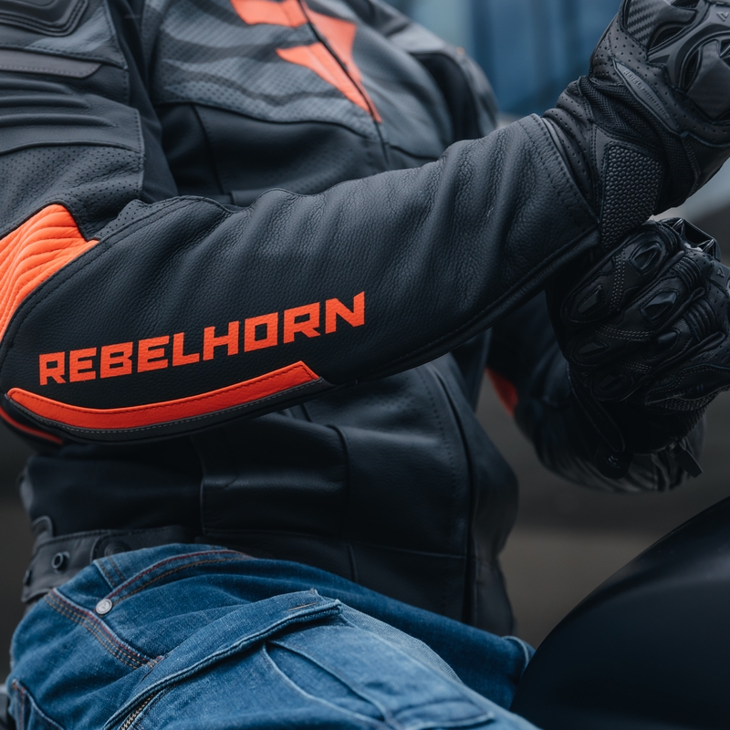 Δερμάτινο μπουφάν μοτοσικλέτας Rebelhorn Vandal μαύρο-κόκκινο