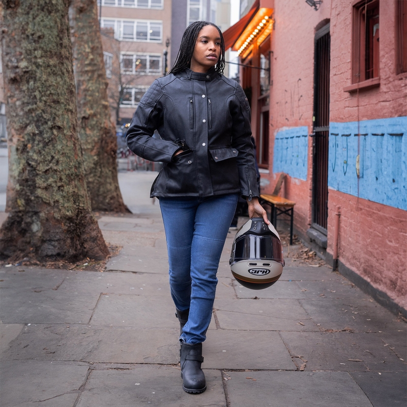 Γυναικείο τζιν μοτοσικλέτας OXFORD SOFIA AA Slim ανοιχτό μπλε